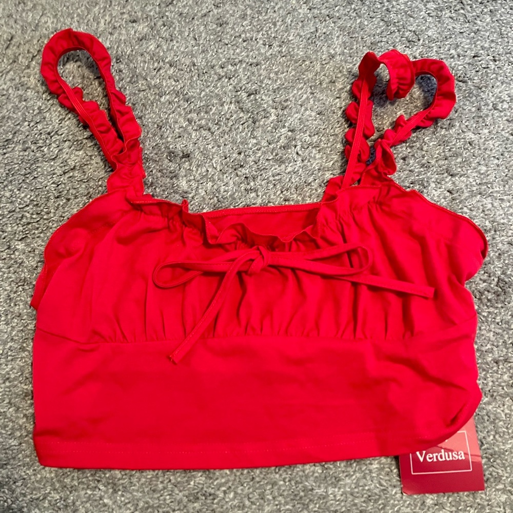 Tie knot ruched front bustier crop top